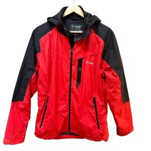 Kilpi Osvaldo Ski Jacket Mens Size M Red Black Hooded Outdoor Lightweight Hiking
